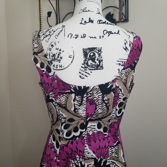 Nine West Purple & Black Fit n Flare Floral Print Dress Sz 10 - Picture 8 of 16